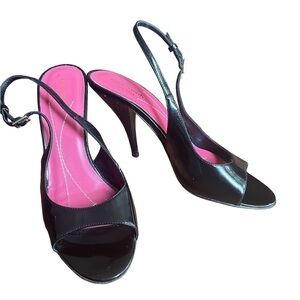 Kate Spade Patent Leather Peep Toe Sling Back Heels 8